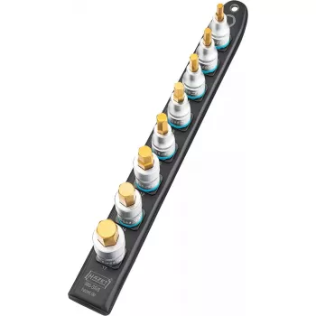 Uzgriežņu atslēgu komplekts Hazet 986-SR/8, 8 daļas, īsās sešstūra uzgriežņu atslēgas, 6–17 mm, melns