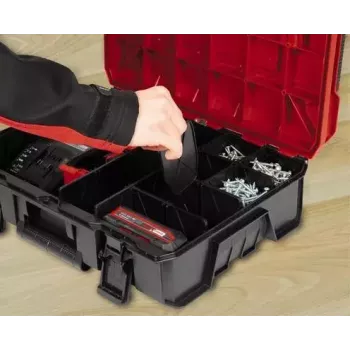 Einhell E-Case S-F mazu detaļu kaste, polipropilēns, melna/sarkana, 42x28x9.5 cm