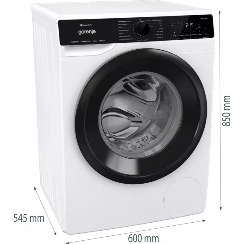 Veļas mazgājamā mašīna Gorenje G600 WPNA94A1TS priekšējā ielāde 9 kg 1300 RPM Balta A