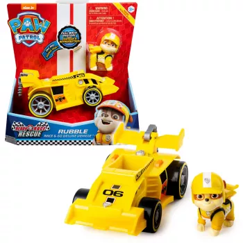 PAW Patrol Ready, Race, Rescue Rubble’s Race & Go Deluxe Transportlīdzeklis ar Skaņām, Bērniem no 3 Gadiem