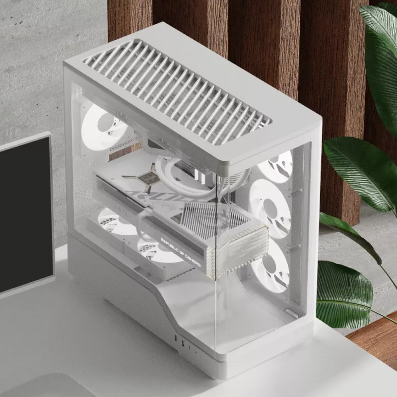 PC korpuss AEROCOOL Geh Midi P500A White — vidējais tornis ATX, balts