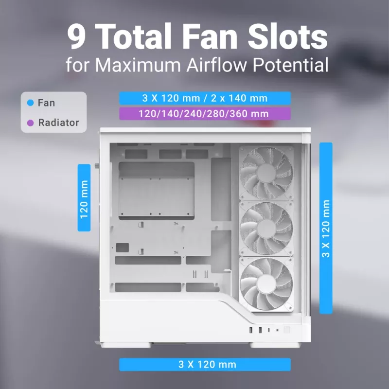 PC korpuss AEROCOOL Geh Midi P500A White — vidējais tornis ATX, balts