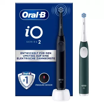 Elektriskā zobu birste BRAUN Oral‑B iO Series 2 Duo melna/zaļa, uzlādējama, modelis 62418