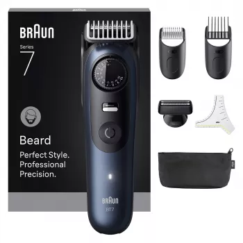 Braun bārdas trimmeris BT7520, 40 soļi, 0.5–20 mm, akumulators, slapjš/sauss, melns/zils