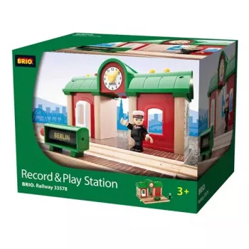 Ravensburger – BRIO Dzelzceļa stacija ar ierakstu un atskaņošanu, 3 daļas, AA baterija, melns/zaļš/sarkans