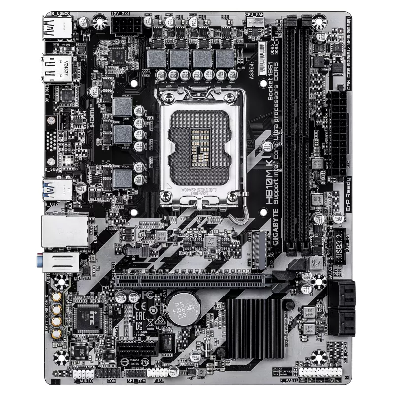GIGABYTE H810M K Micro ATX mātesplate Intel Core Ultra (2. sērija) — LGA 1851, DDR5 līdz 6400MHz, 1x PCIe 4.0 M.2, 1GbE