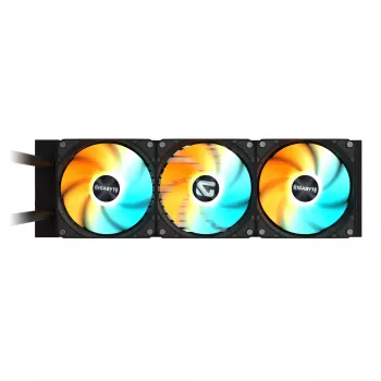 GIGABYTE GAMING 360 šķidruma CPU dzesētājs - 3x120 mm ARGB ventilatori, bīdāms bloķēšanas mehānisms, DAISY-CHAIN, saderīgs ar Intel LGA 1851 un AMD AM5