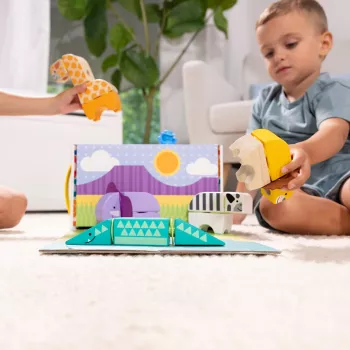 Konstruktoru komplekts Spin Master Melissa & Doug Blockables Safari Playset – figūras un saliekami klucīši