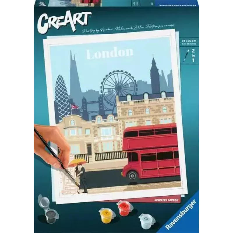 Gleznošanas komplekts Ravensburger CreArt — Krāsainā Londona (23525) audekla krāsošanai pēc numuriem