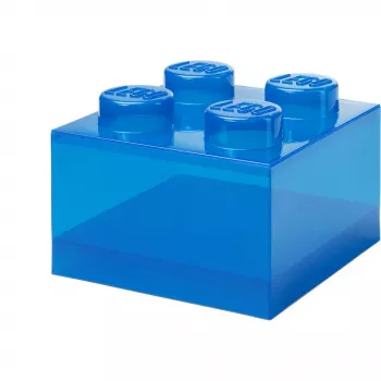 Uzglabāšanas kaste Room Copenhagen LEGO Storage Brick 4 Top Lid Glitter — zila/caurspīdīga