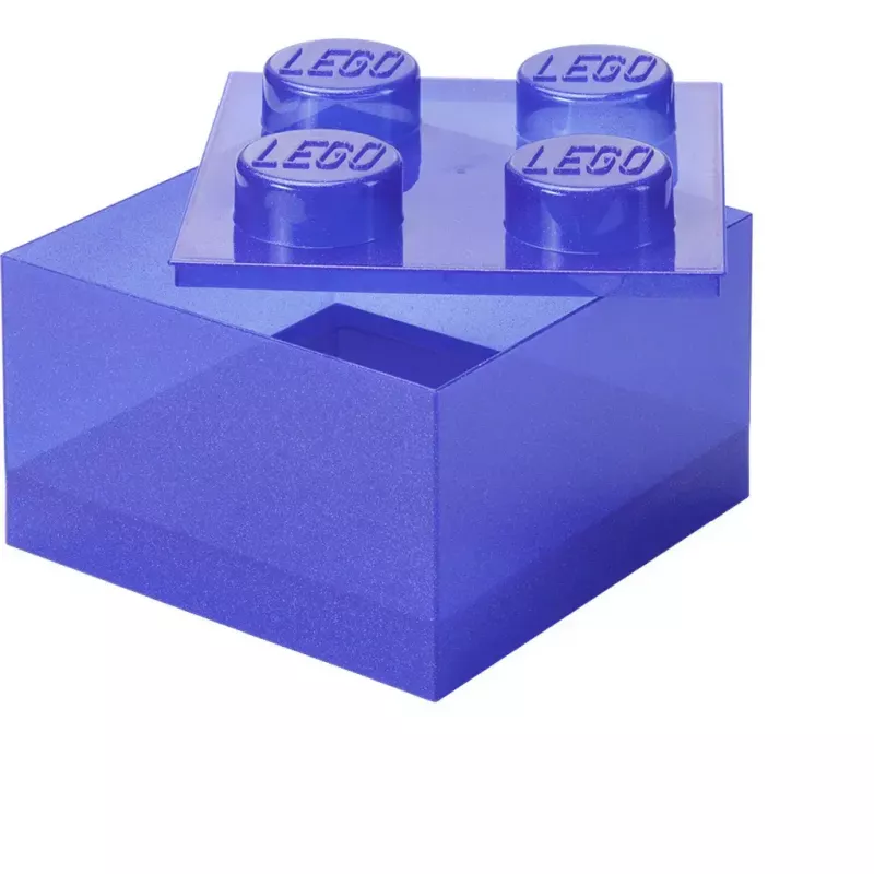 Uzglabāšanas kaste Room Copenhagen LEGO Storage Brick 4 Top Lid Glitter — violeta/caurspīdīga