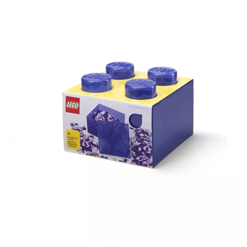 Uzglabāšanas kaste Room Copenhagen LEGO Storage Brick 4 Top Lid Glitter — violeta/caurspīdīga