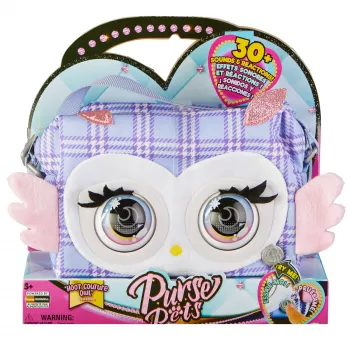 Purse Pets Print Perfect Hoot Couture Pūce - Interaktīva Rotaļlieta un Rokassomiņa ar vairāk nekā 30 Skaņām un Reakcijām, Meiteņu Rotaļlietas no 5 Gadiem