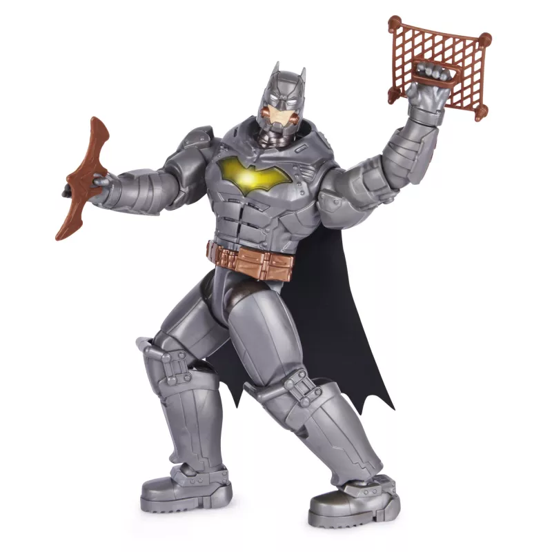Spin Master Batman 30 cm Deluxe rotaļu darbības figūra, sitiena un mešanas funkcija, 5 piederumi, gaismas un skaņas efekti, no 4 gadiem