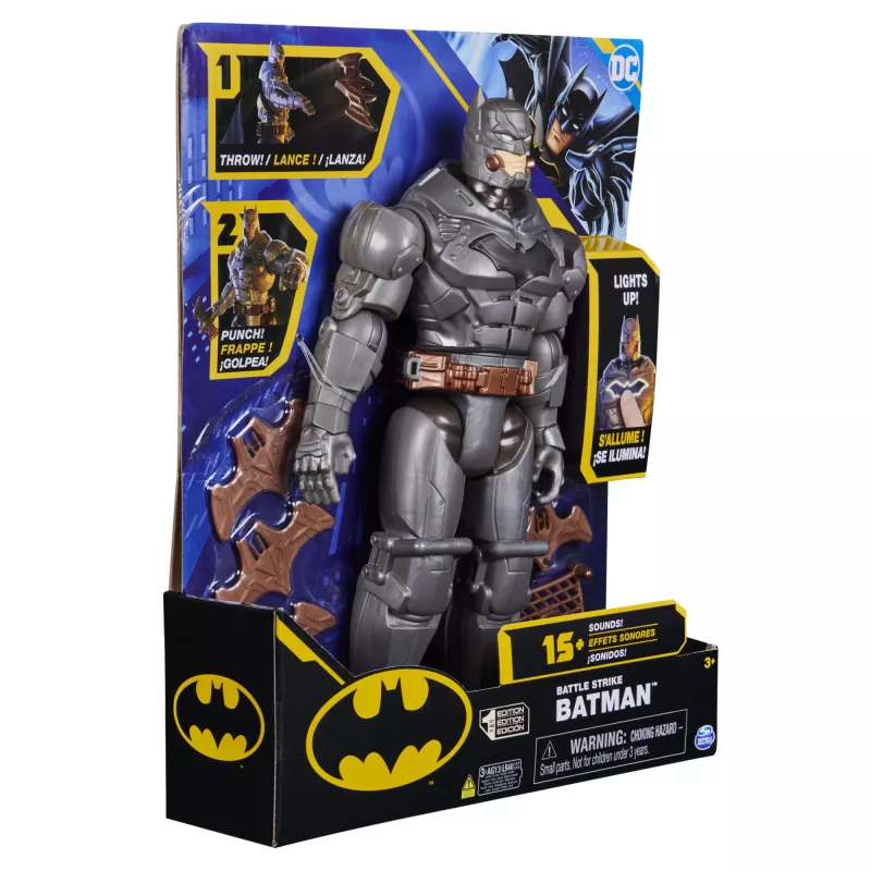 Spin Master Batman 30 cm Deluxe rotaļu darbības figūra, sitiena un mešanas funkcija, 5 piederumi, gaismas un skaņas efekti, no 4 gadiem