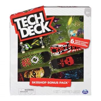 Tech Deck Sk8shop Fingerboard Bonus Pack, kolekcionējami un pielāgojami mini skeitbordi (stili var atšķirties)