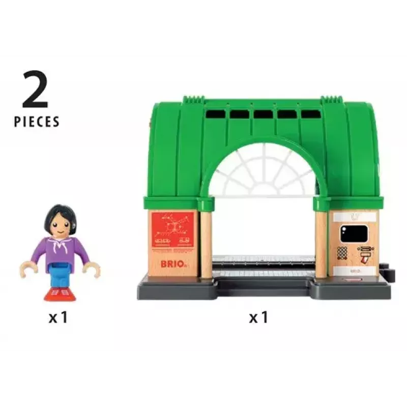 BRIO World 33649 galvenā stacija ar biļešu automātu, zaļa/pelēka