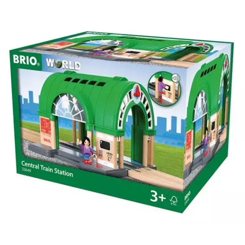 BRIO World 33649 galvenā stacija ar biļešu automātu, zaļa/pelēka