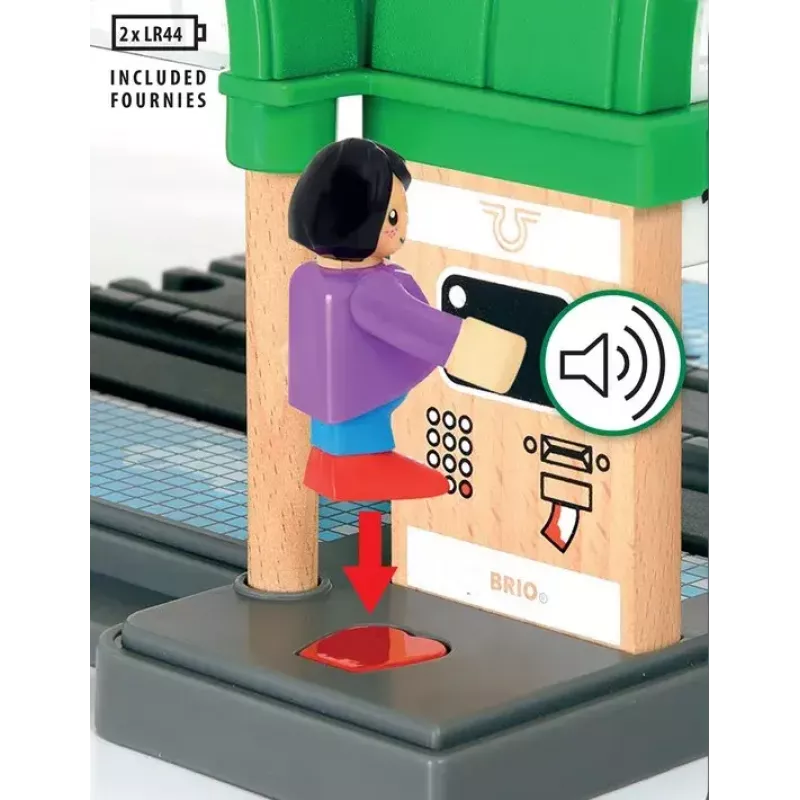 BRIO World 33649 galvenā stacija ar biļešu automātu, zaļa/pelēka