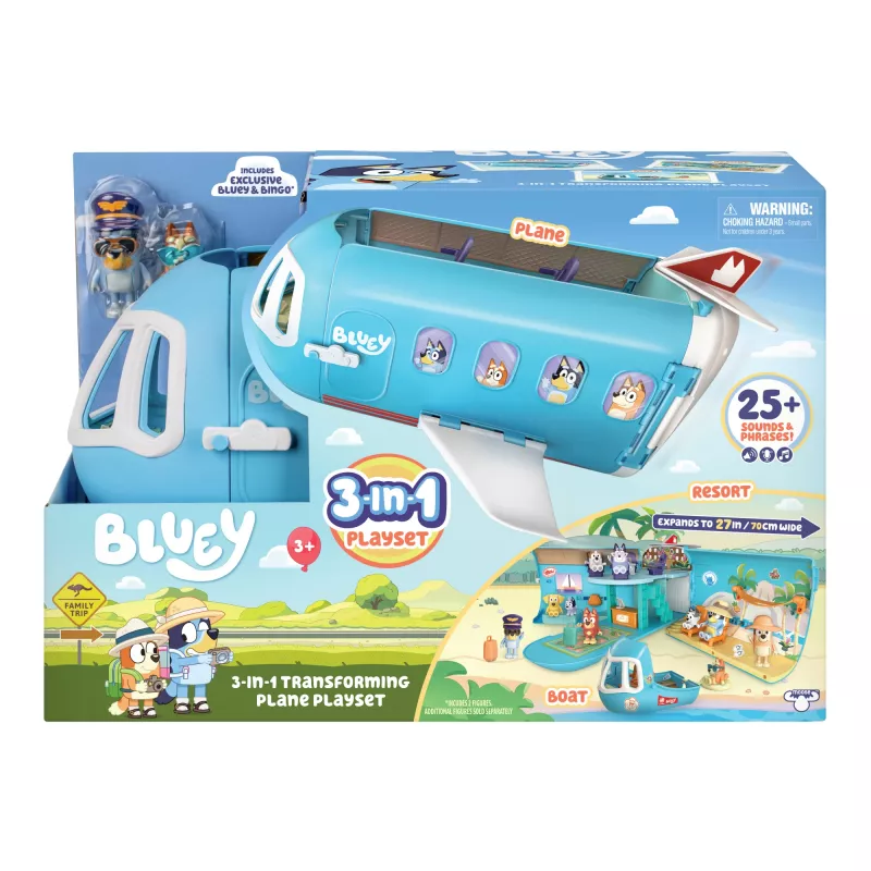 Lidlauka un lidmašīnas Moose Toys Bluey 3-in-1 Lidmašīnas rotaļu komplekts Daudzkrāsains