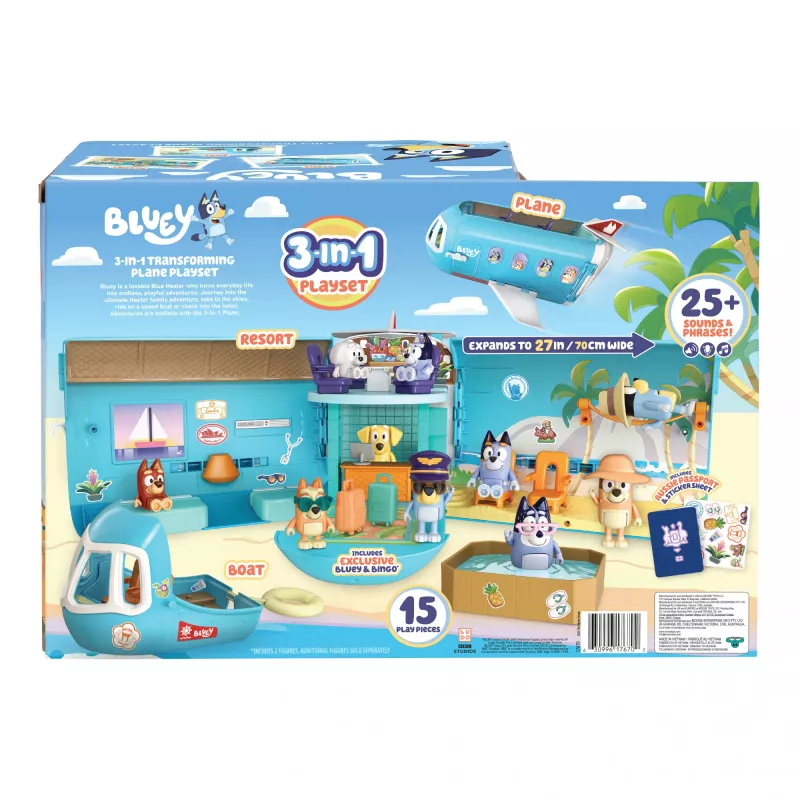Lidlauka un lidmašīnas Moose Toys Bluey 3-in-1 Lidmašīnas rotaļu komplekts Daudzkrāsains