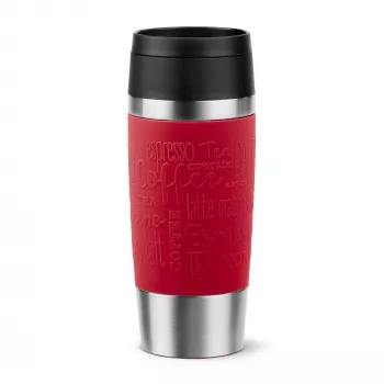 EMSA Travel Mug Classic N2020400 ceļojumu krūze 360 ml, melna, sarkana, nerūsējošais tērauds