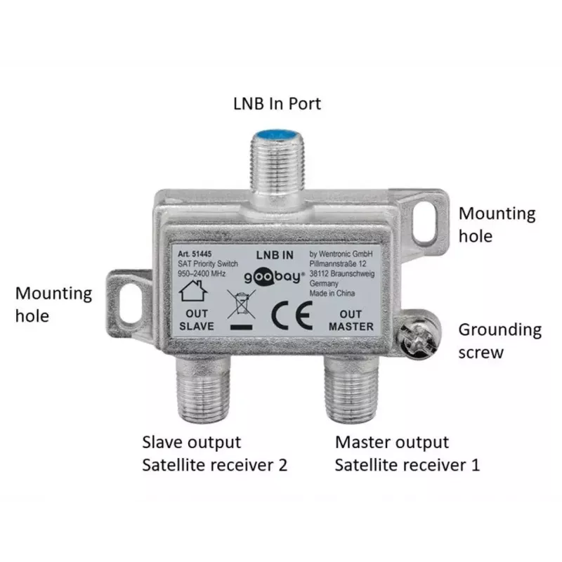 Goobay SAT Priority Splitter kabeļa sadalītājs