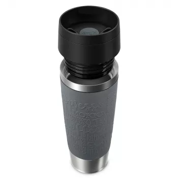 Ceļojumu krūze EMSA Classic Grande 500 ml — Pelēks Nerūsējošais tērauds, Silikona pārvalks, Polipropilēna vāks, Ø 8.3 cm × 240 mm
