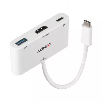 Lindy USB 3.2 C tipa uz HDMI pārveidotājs ar USB A portu un Power Delivery (43340)