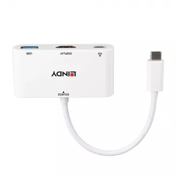 Lindy USB 3.2 C tipa uz HDMI pārveidotājs ar USB A portu un Power Delivery (43340)