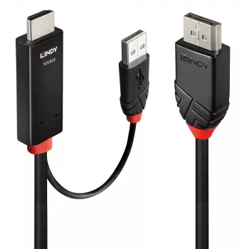 Lindy 1m HDMI uz DisplayPort kabelis ar USB barošanu