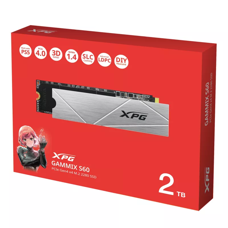 SSD disks ADATA 2 TB M.2 PCI Express 4.0 NVMe GAMMIX S60