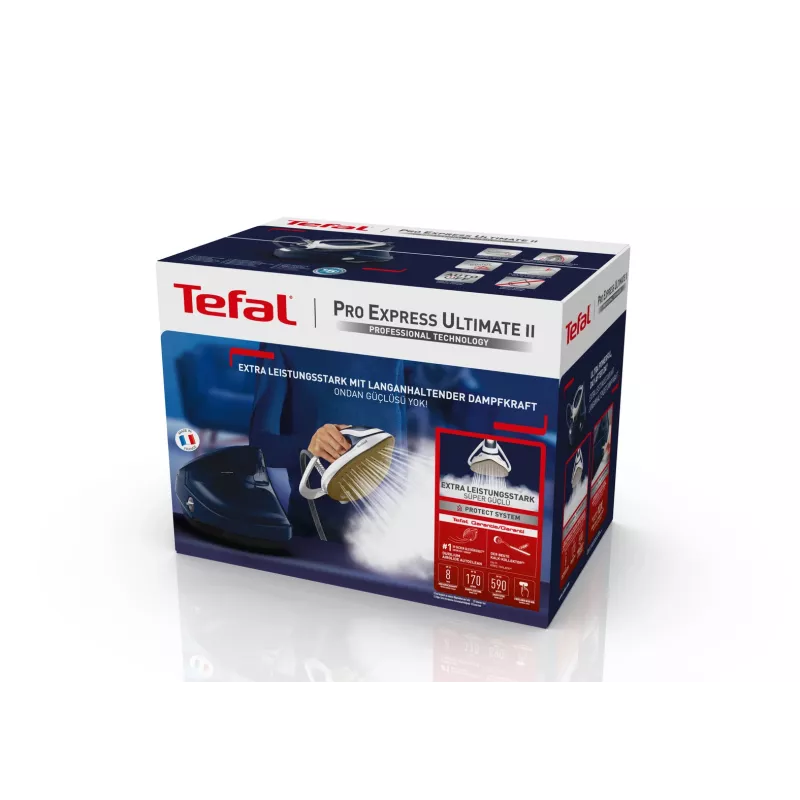 Tefal Pro Express Ultimate II GV9720 1,2 L Durilium Airglide Autoclean Ultra Thin gludeklis zils, balts
