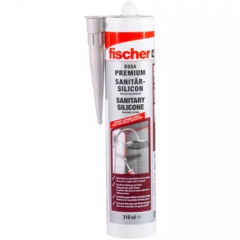 Silikona hermētiķis FISCHER 512209 — 310 ml, pelēks, keramikai, stiklam, metālam, PVC, plastmasai, kokam