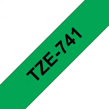 Brother TZE-741 līmlentes kasete Melns uz zaļa TZ