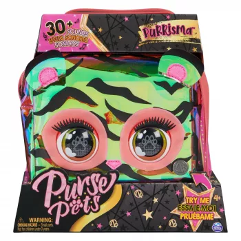 Purse Pets Purrisma Interaktīvā Tīģera Rotaļlieta un Crossbody Soma, vairāk nekā 30 Skaņas un Reakcijas, Bērnu Rotaļlietas Meitenēm un Pusaudzēm