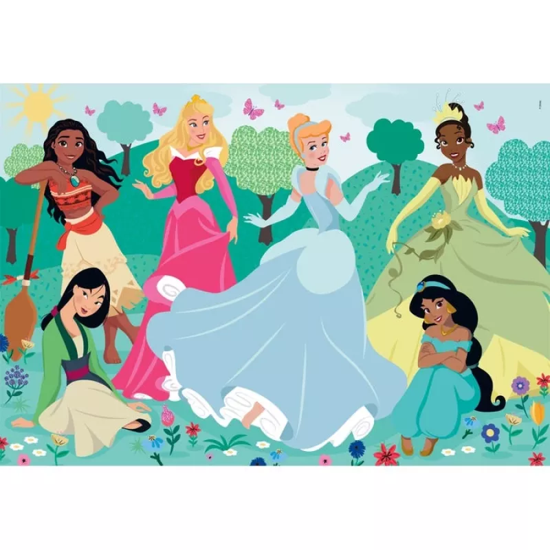 Puzle Clementoni Supercolor Disney Princess — 104 gabali, 485 mm, vecumam 4–6 gadi