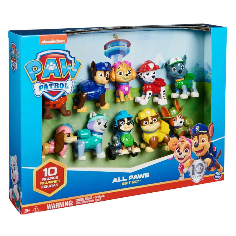 PAW Patrol 10th Anniversary All Paws On Deck dāvanu komplekts ar 10 kolekcionējamām figūriņām, bērnu rotaļlietas no 3 gadu vecuma