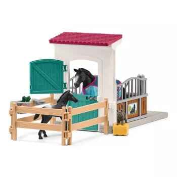 schleich HORSE CLUB Zirgu kaste ar ķēvi un kumeļu, Zirgu novietne, Zirgi, 5 gadi, Daudzkrāsains, Plastmasa