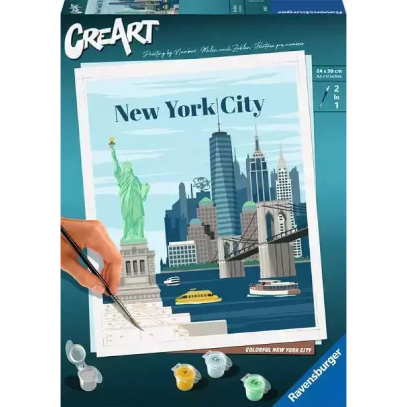 Krāsošanas komplekts Ravensburger CreArt — Krāsainā Ņujorka (krāso pēc numuriem)
