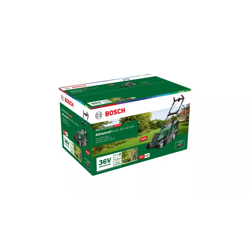 Bezvadu zāles pļāvējs Bosch ADVANCEDROTAK 36V-40-650 650W, akumulatora, modelis 06008B9F00