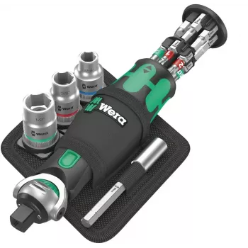 Sprūdrata un uzgaļu komplekts Wera Zyklop 05004283001 18 gab., melns/zaļš