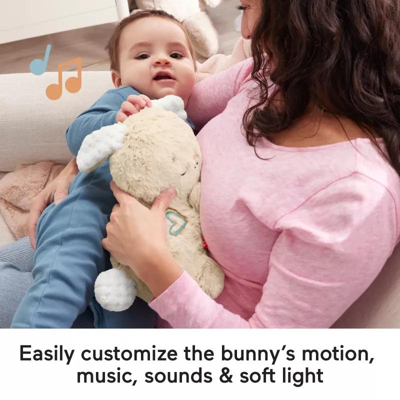 Fisher-Price Soothe & Settle Bunny mīkstā rotaļlieta ar skaņu un kustību