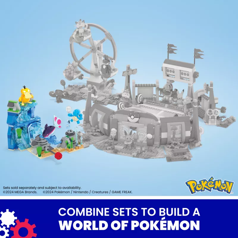 MEGA Pokémon Ūdens piedzīvojumu būvēšanas komplekts ar 3 figūriņām (319 gab.) bērniem