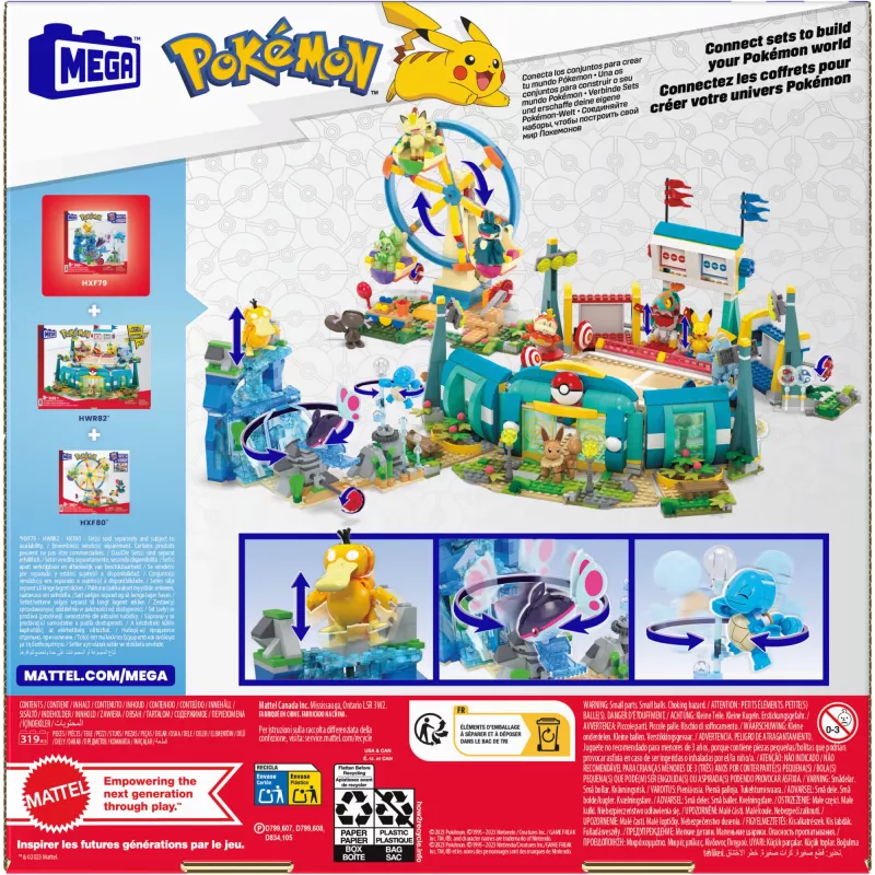 MEGA Pokémon Ūdens piedzīvojumu būvēšanas komplekts ar 3 figūriņām (319 gab.) bērniem