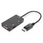 DIGITUS ASSMANN DisplayPort pārveidotāja kabelis, DP - HDMI+DVI+VGA M-F/F/F, 20cm 3-in-1 Multi-Media kabelis, CE, Melns