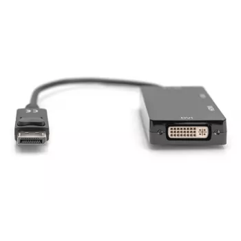 DIGITUS ASSMANN DisplayPort pārveidotāja kabelis, DP - HDMI+DVI+VGA M-F/F/F, 20cm 3-in-1 Multi-Media kabelis, CE, Melns
