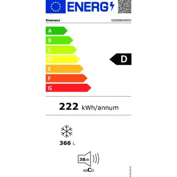 Saldētava Siemens iQ500 GS58NAWDV stāvošā saldētava 366 L balta