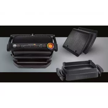 Kontakta grils Tefal GC7148 — 2000 W, nerūsējošā tērauda korpuss, regulējams termostats, režģa virsma