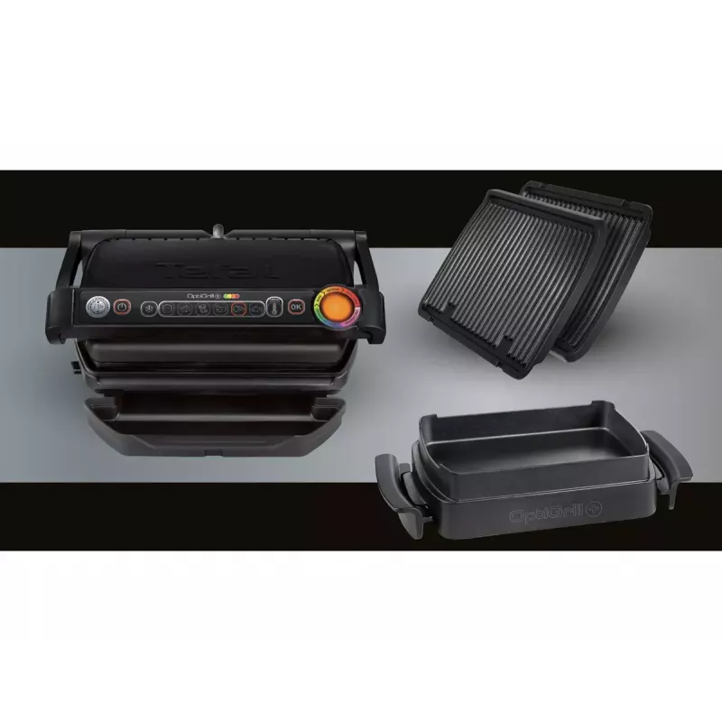 Kontakta grils Tefal GC7148 — 2000 W, nerūsējošā tērauda korpuss, regulējams termostats, režģa virsma